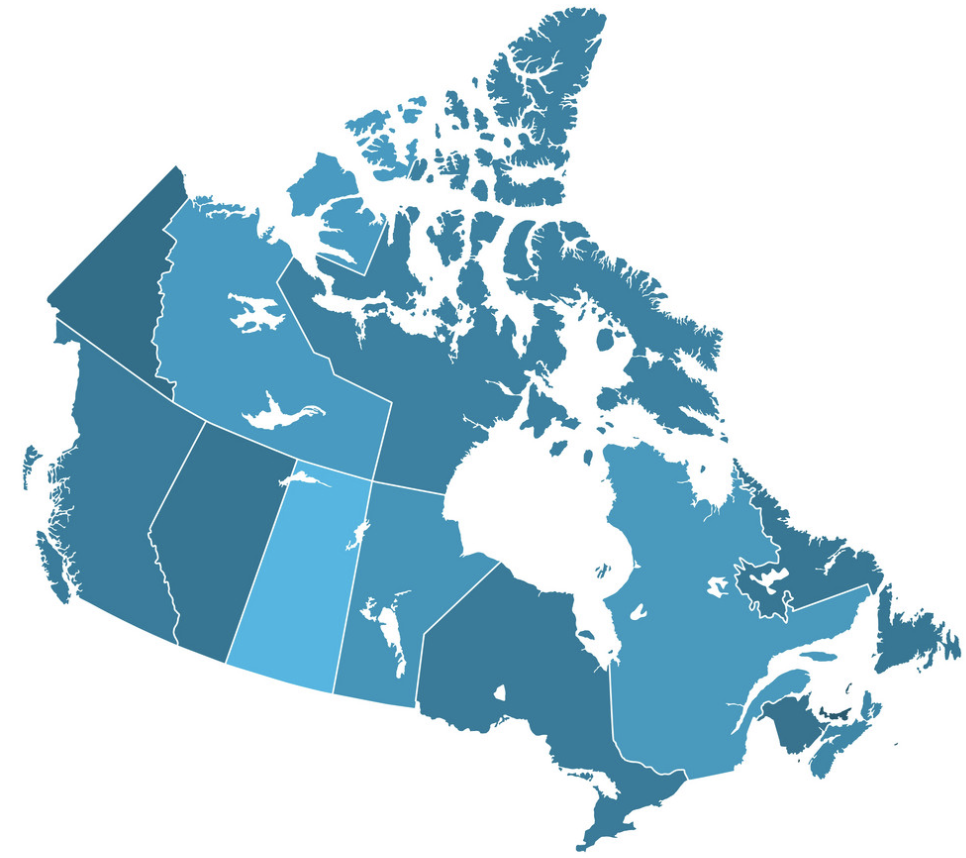 Map of Canadian regions
